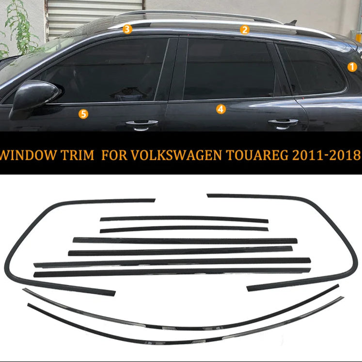 VW Touareg Black Window Trims 2010-2018 7P Blackout dechrome