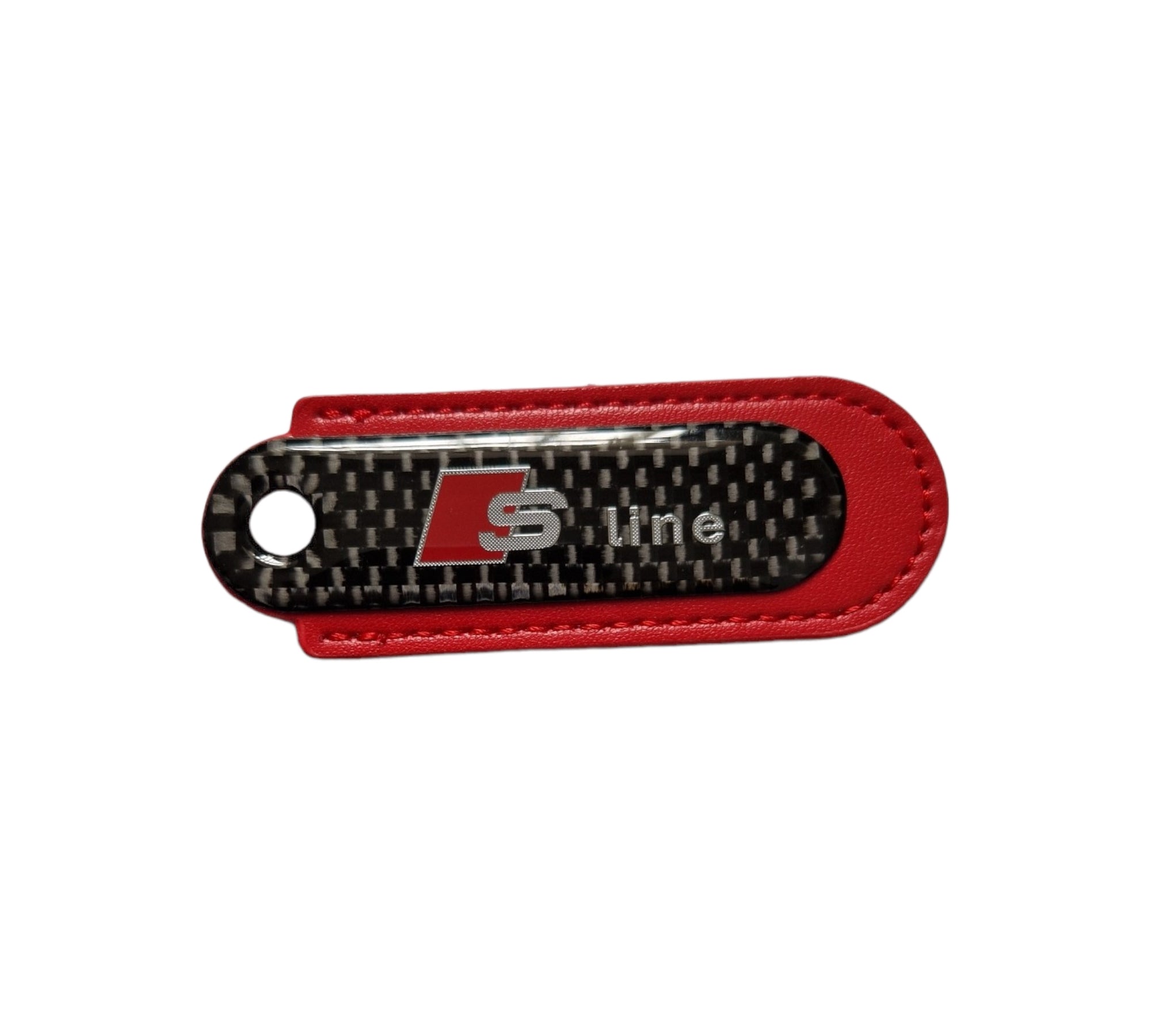 Audi S-Line Red Carbon Fibre/Leather Key Ring - Accessories - Custom My Ride
