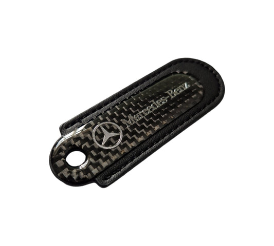 Mercedes Black Carbon Fibre/Leather Key Ring - Accessories - Custom My Ride