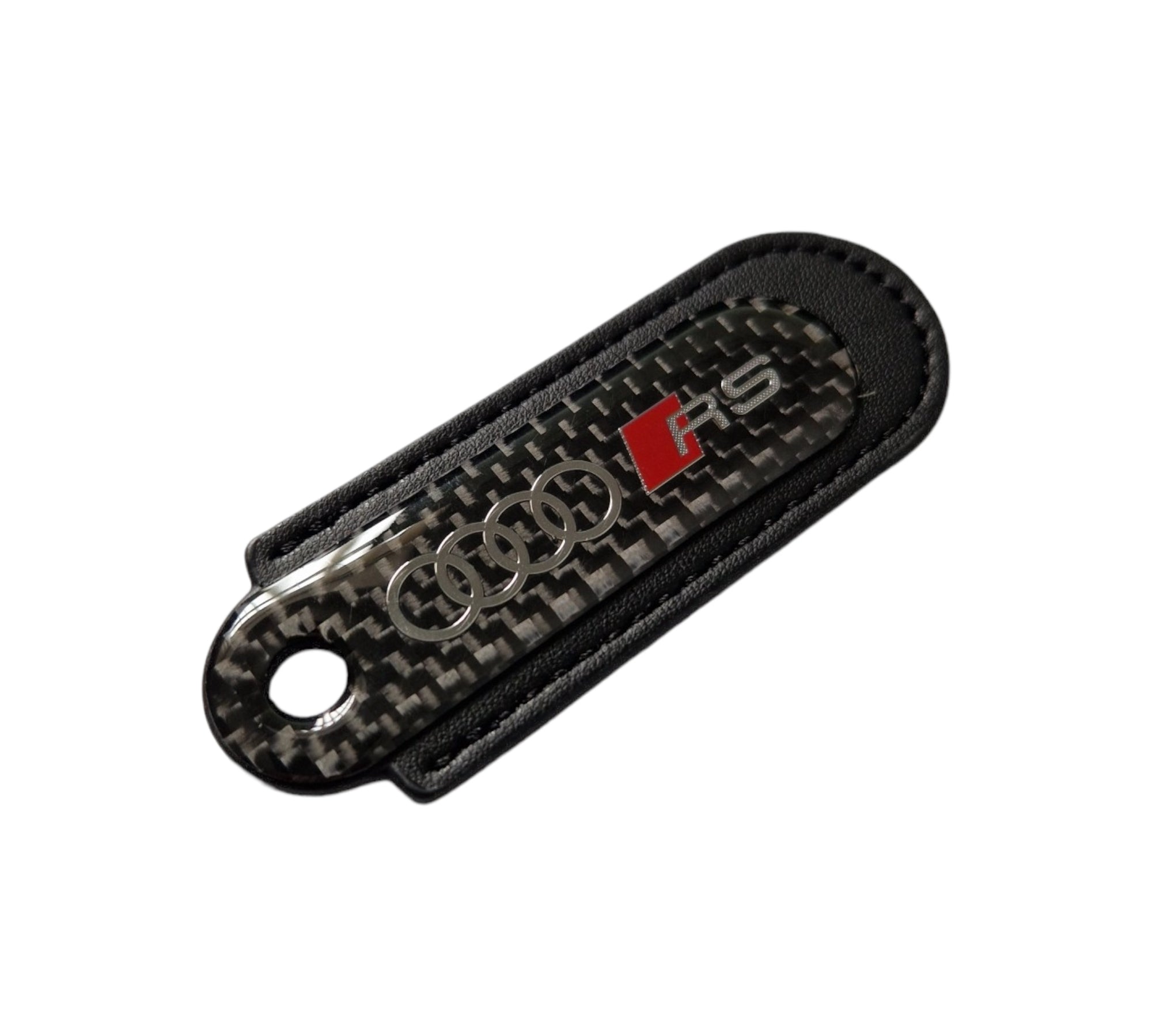 Audi RS Black Carbon Fibre/Leather Key Ring - Accessories - Custom My Ride