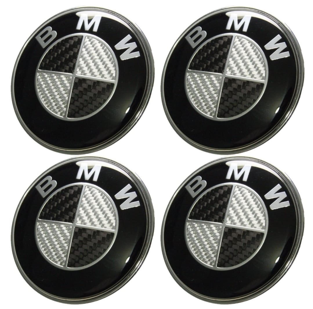 BMW 68mm Black Hub Cap Set (4 Pcs) - Fits F10, F11, F20, F21, E36, E46, E60, E61 - OEM 36136783536