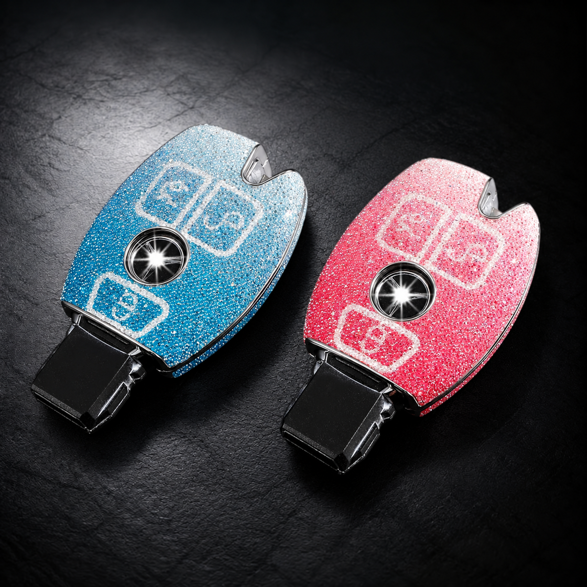 Mercedes W176 key fob covers glitter pink and blue girly