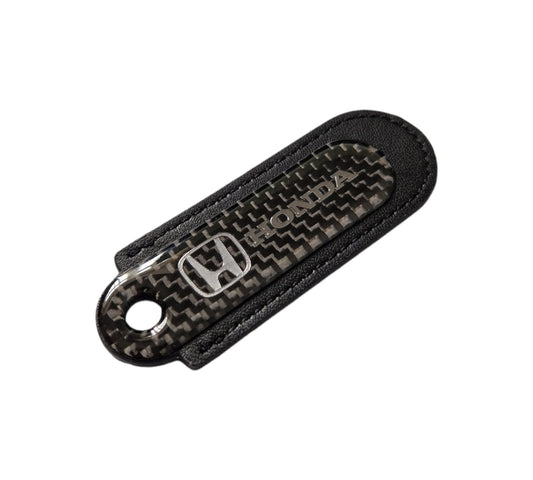 Honda Black Carbon Fibre/Leather Key Ring - Accessories - Custom My Ride