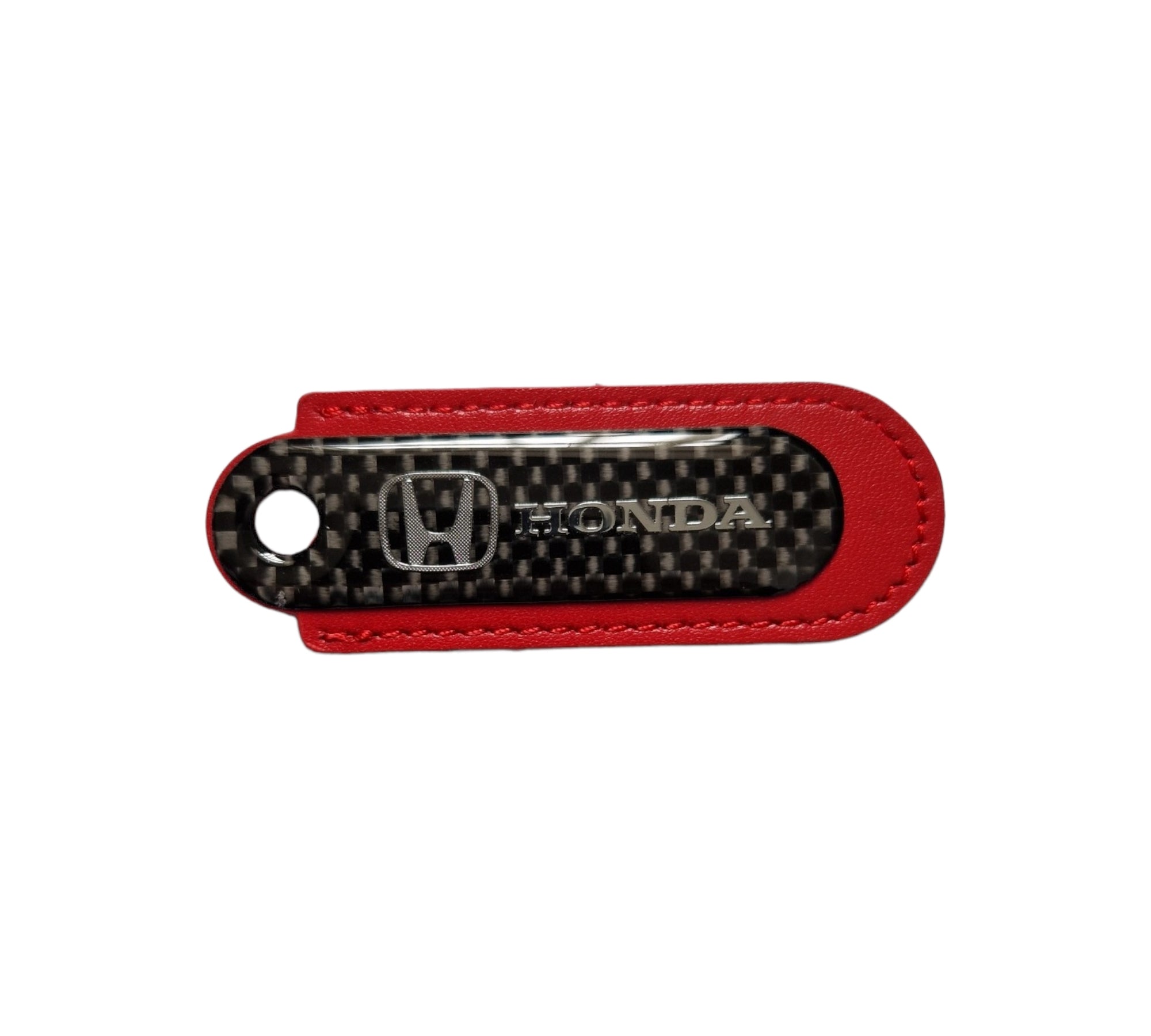 Honda Red Carbon Fibre/Leather Key Ring - Accessories - Custom My Ride