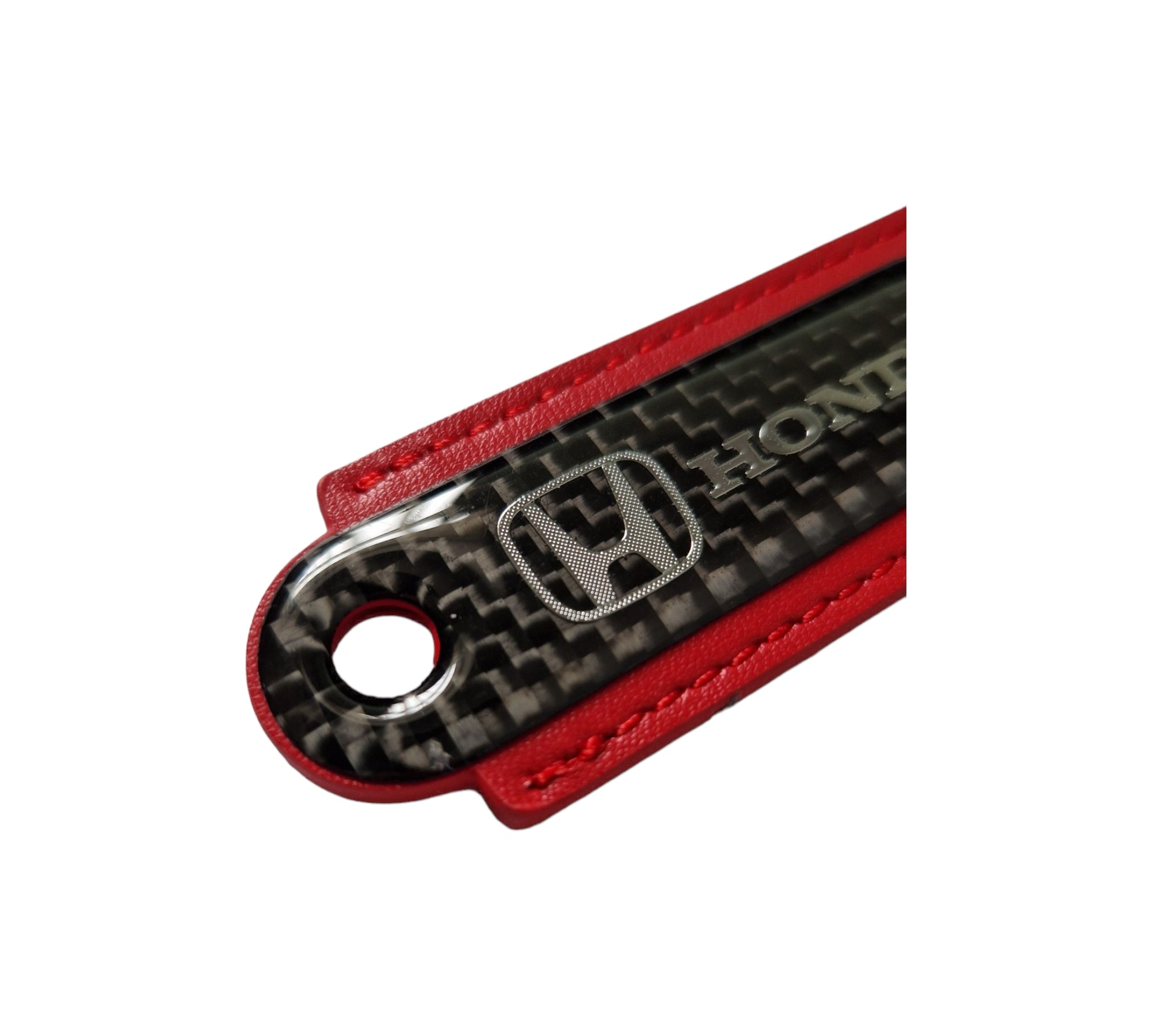Honda Red Carbon Fibre/Leather Key Ring - Accessories - Custom My Ride