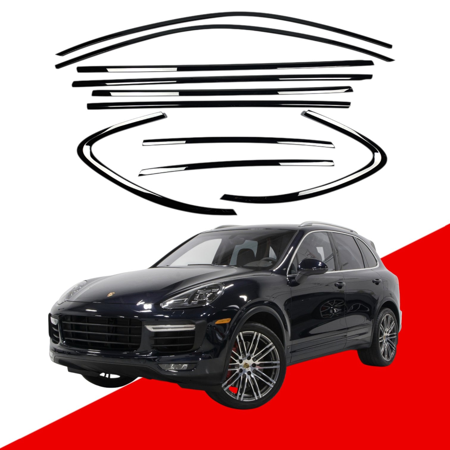 Porshe Cayenne Black Window Trims 2011-17 Blackout dechrome Night package 958