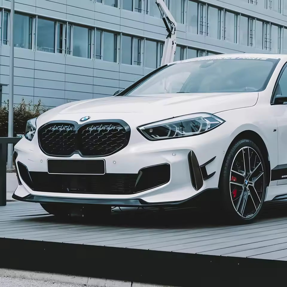 Gloss Black Front Bumper Side Splitter Spoiler with Air Vent Covers for BMW 1 Series F40 118i 118d 120i 120d M135i 2019-2024