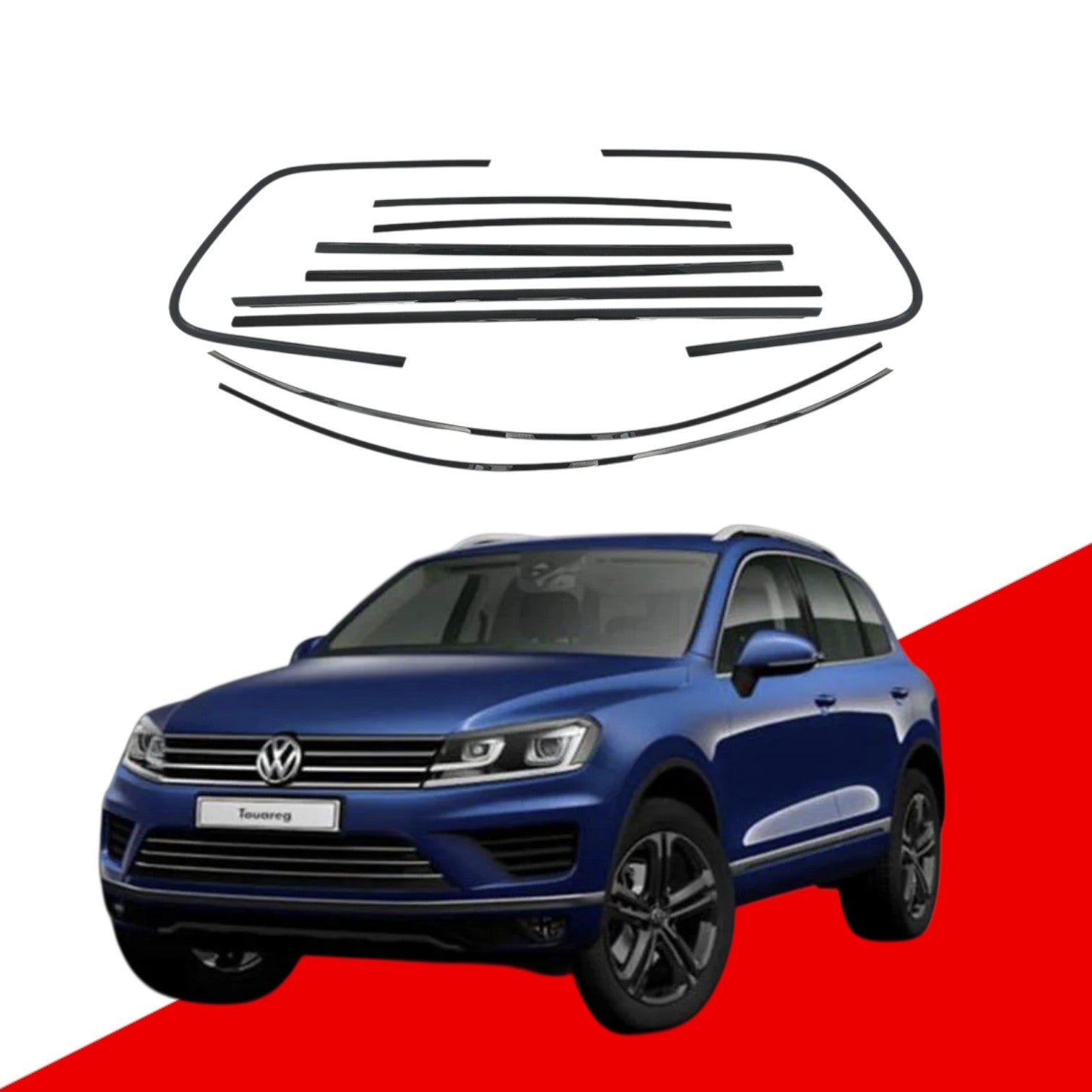 VW Touareg Black Window Trims 2010-2018 7P Blackout dechrome