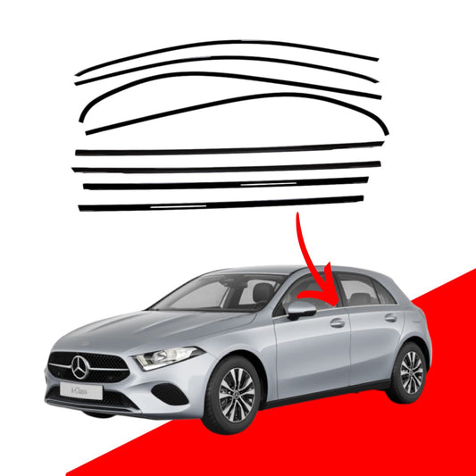 Mercedes A Class W177 Black Window Trims 2019-2025 Blackout dechrome Night Package