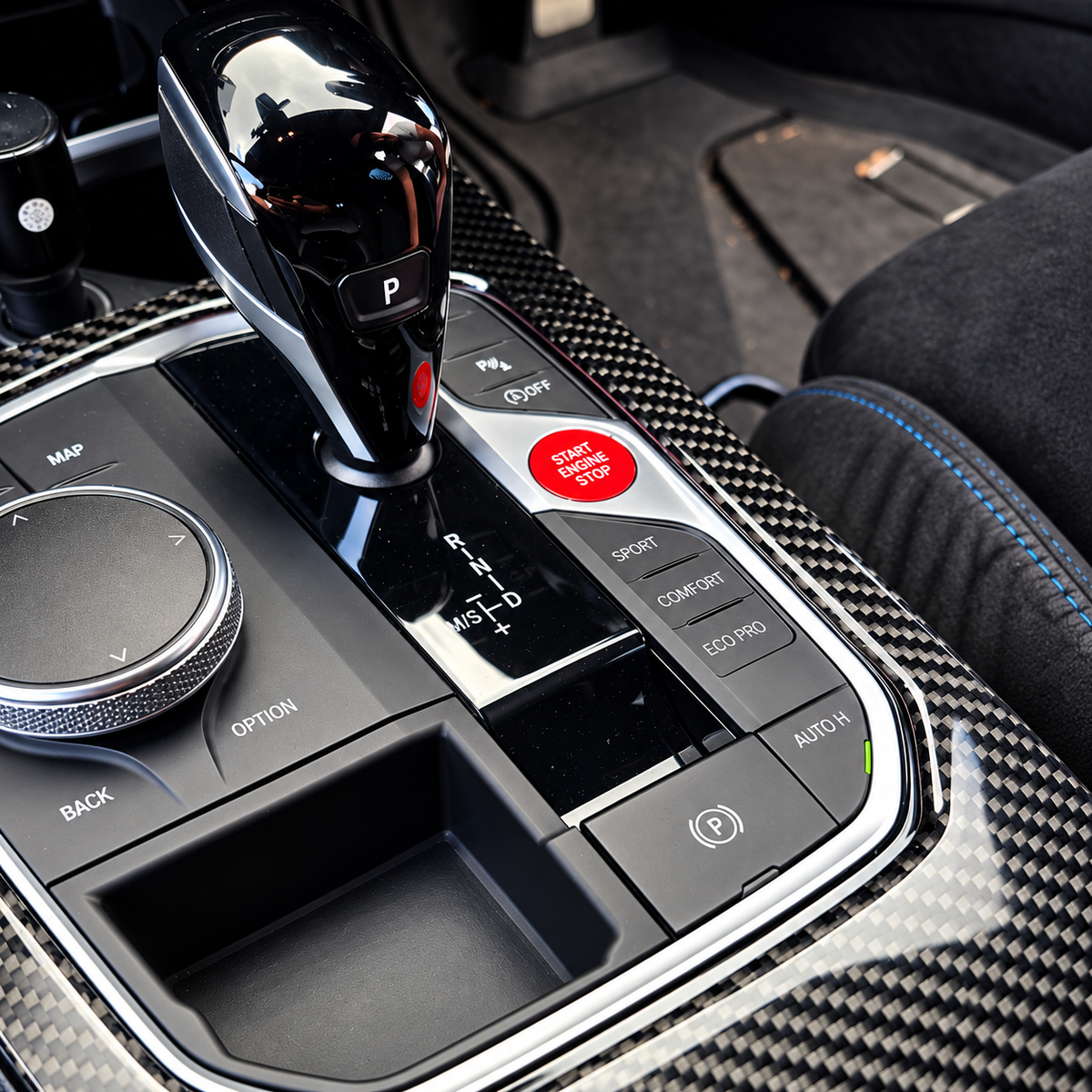 Gear Shift Surround Cover Soft Carbon Fibre (RHD) - suitable for BMW 1 Series - F40 (2019-2024)