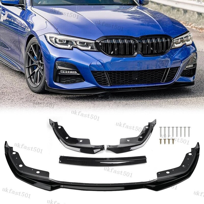 Gloss Black Front Bumper Splitter Lip for BMW G20 G21 G28 M Sport 2019-2021