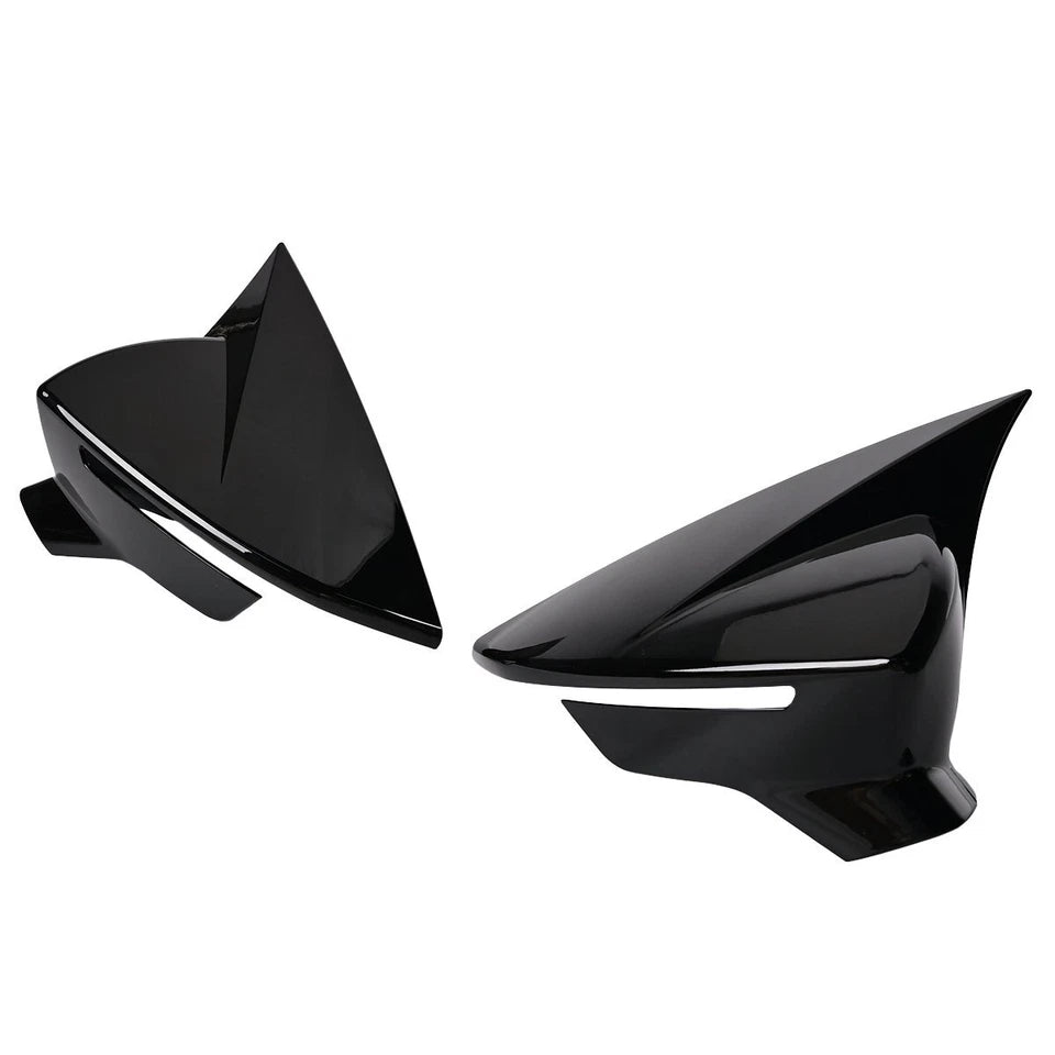 Gloss Black Bat Style Wing Mirror Cover Caps Pair for Seat Leon MK3 2013-2019 Front Left & Right ABS Easy Installation