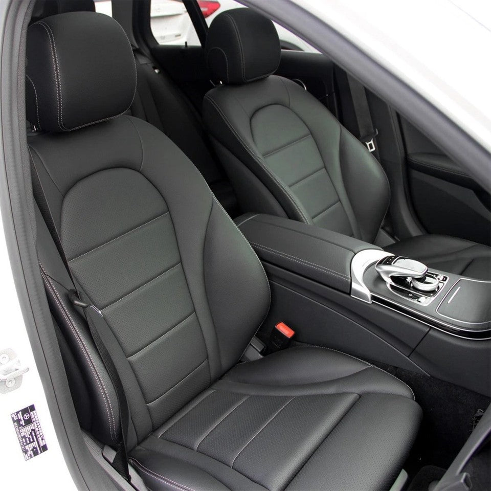 Front Right Driver Bottom Synthetic Leather Black Seat Cover for Mercedes Benz C-Class W205 2015-2021 C250 C300 C350 C400 4Matic Direct Fit