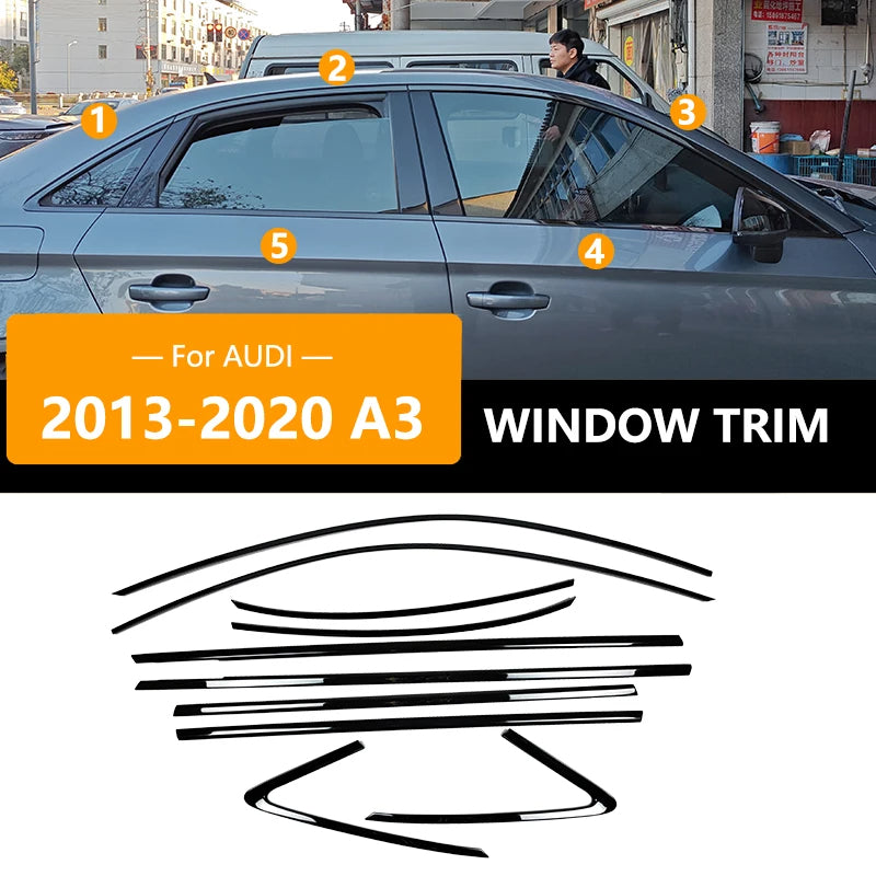 Tesla 3 Black Window Trims 2017-2025 Blackout dechrome