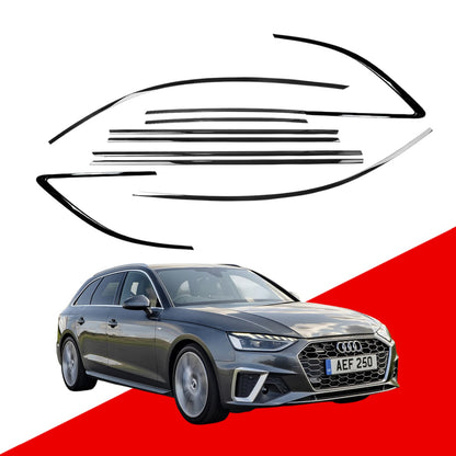 Audi A4 Avant Black Window Trims B9 2017-2024 Blackout dechrome Black Optic package