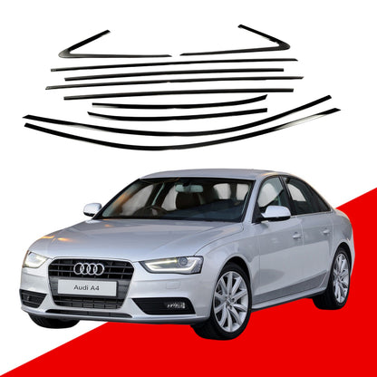 Audi A4 Saloon Black Window Trims B8 2017-2019 Blackout dechrome Black Optic package