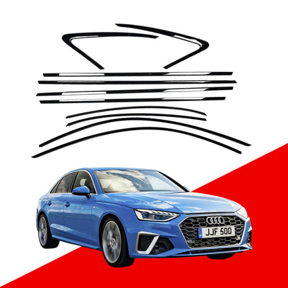 Audi A4 Saloon Black Window Trims B9 2017-2024 Blackout dechrome Black Optic package