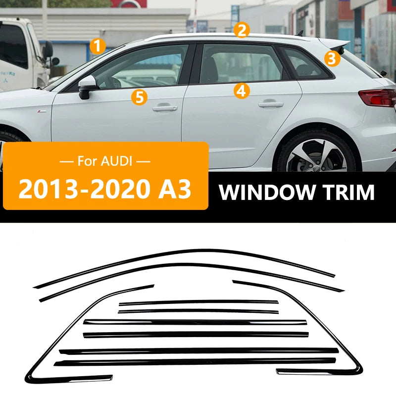 Audi A3 Sportback Black Window Trims 8Y 2021-2025 Blackout dechrome Night package