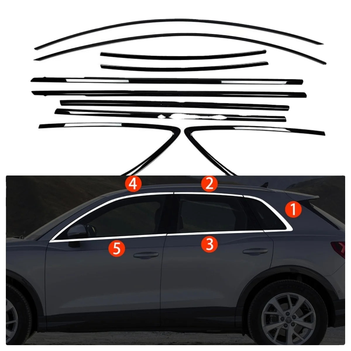 Audi A3 Sportback Black Window Trims 8V 2013-2020 Blackout dechrome Night package