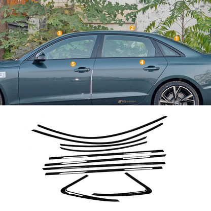 Audi A4 Saloon Black Window Trims B8 2017-2019 Blackout dechrome Black Optic package