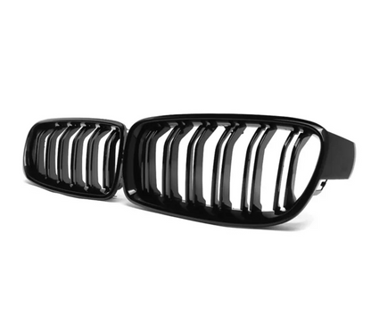 F30 Front Dual Slat Kidney Grill - Gloss Black - 3 Series BMW F31 - Custom My Ride