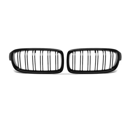 F30 Front Dual Slat Kidney Grill - Gloss Black - 3 Series BMW F31 - Custom My Ride