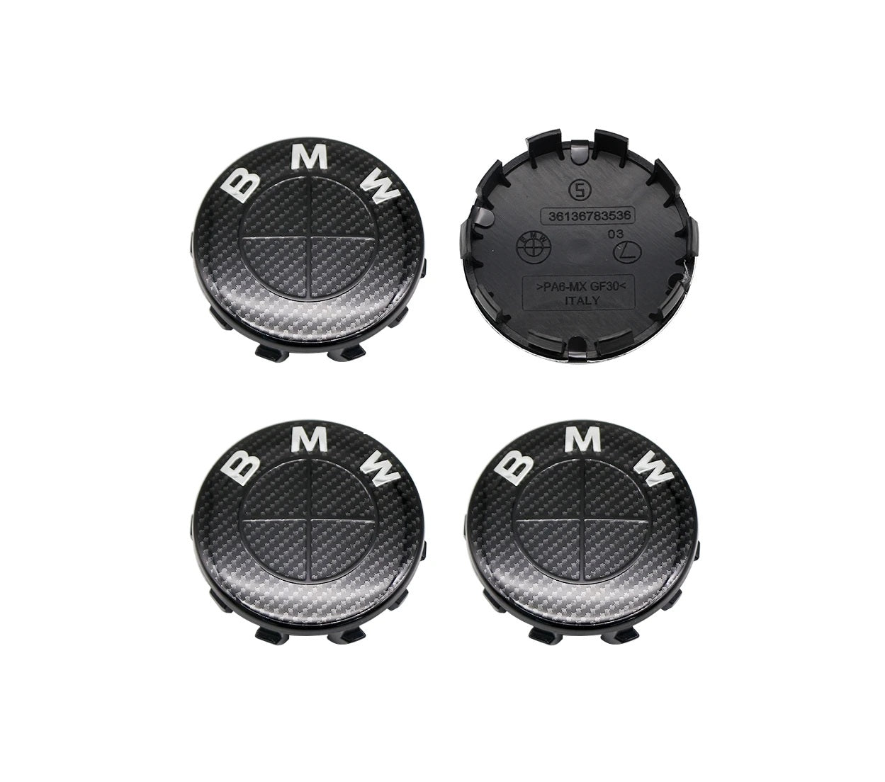 BMW Rear Full Black Carbon Effect Wheel Caps - F20 F21 F22 F87 F32 F33 F30 E87