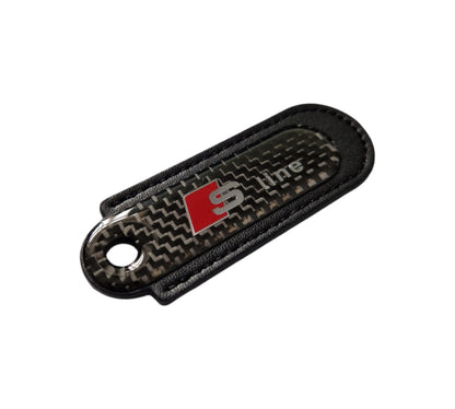 Audi S-Line Black Carbon Fibre/Leather Key Ring - Accessories - Custom My Ride