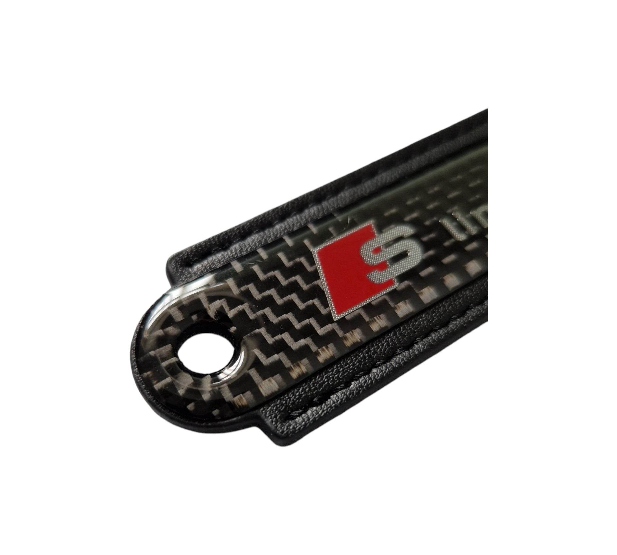 Audi S-Line Black Carbon Fibre/Leather Key Ring - Accessories