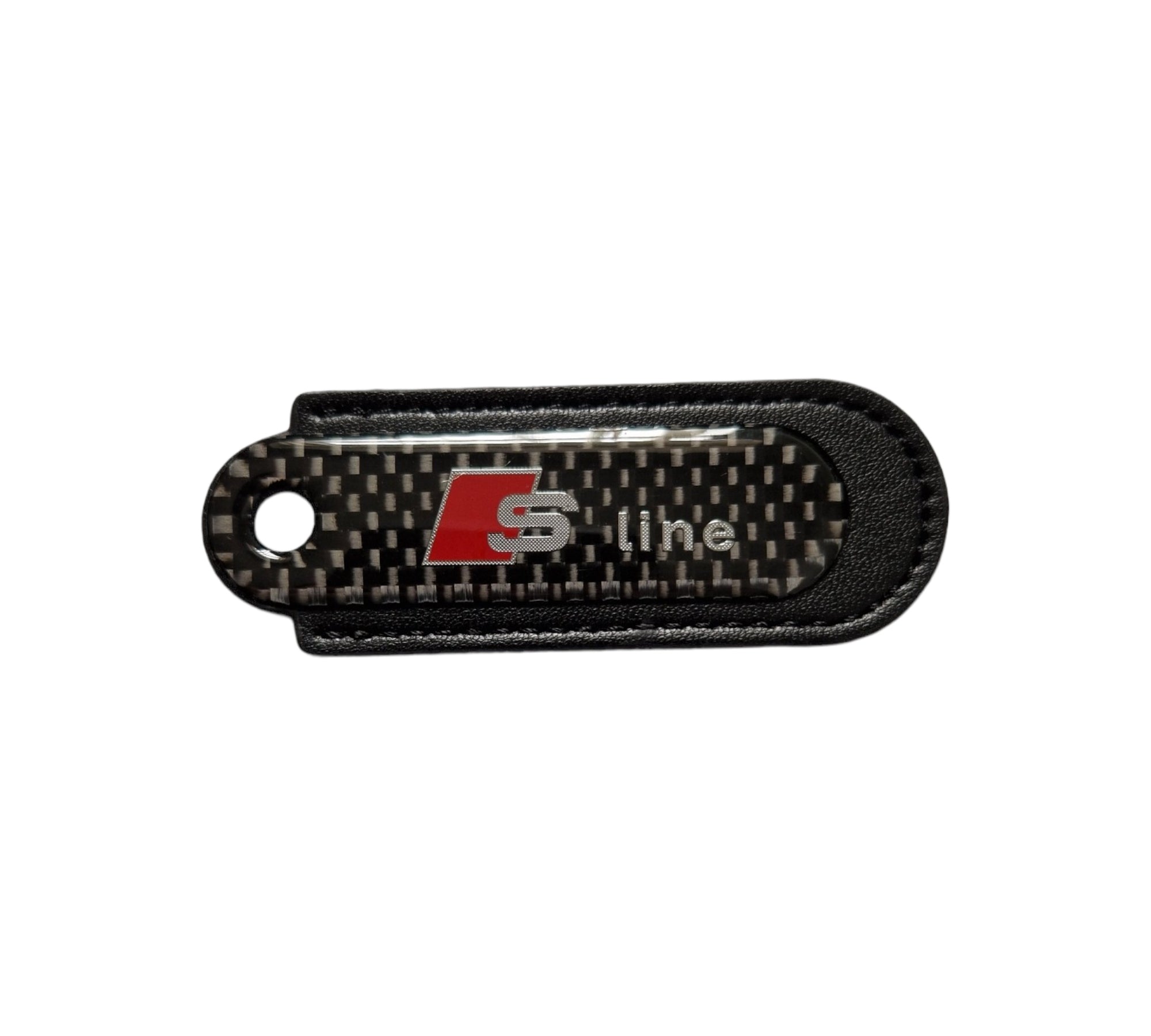 Audi S-Line Black Carbon Fibre/Leather Key Ring - Accessories