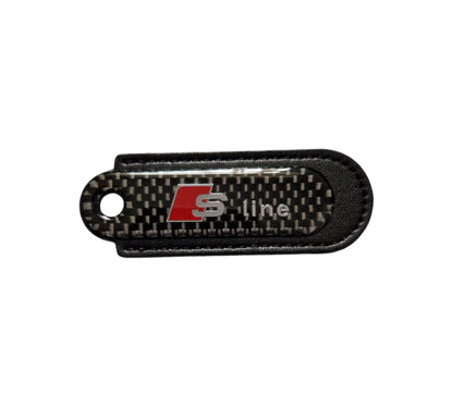 Audi S-Line Black Carbon Fibre/Leather Key Ring - Accessories - Custom My Ride