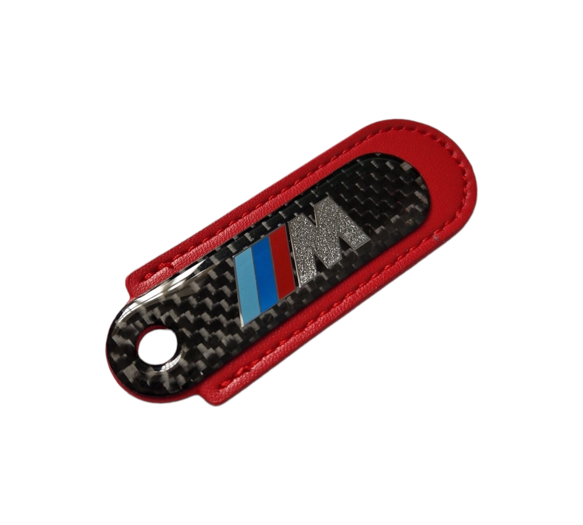 M-Tech Carbon Fibre Red Leather Key Ring - BMW Accessories