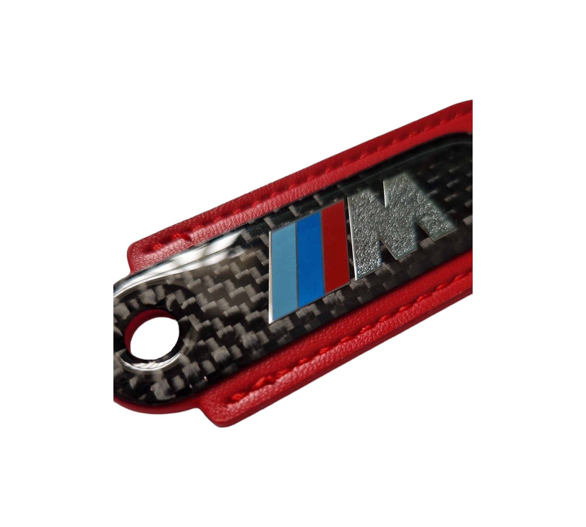 M-Tech Carbon Fibre Red Leather Key Ring - BMW Accessories