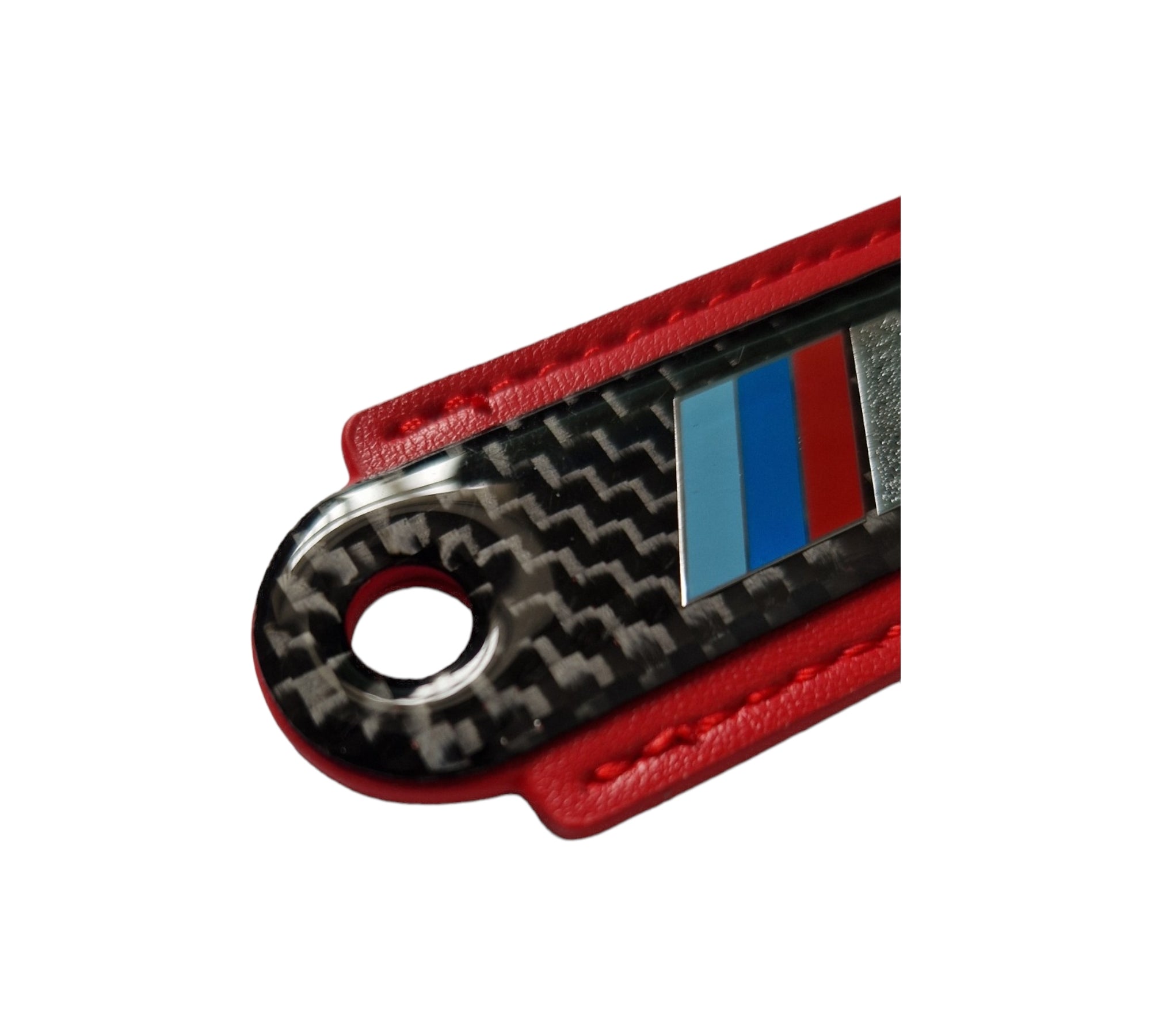 M-Tech Carbon Fibre Red Leather Key Ring - BMW Accessories