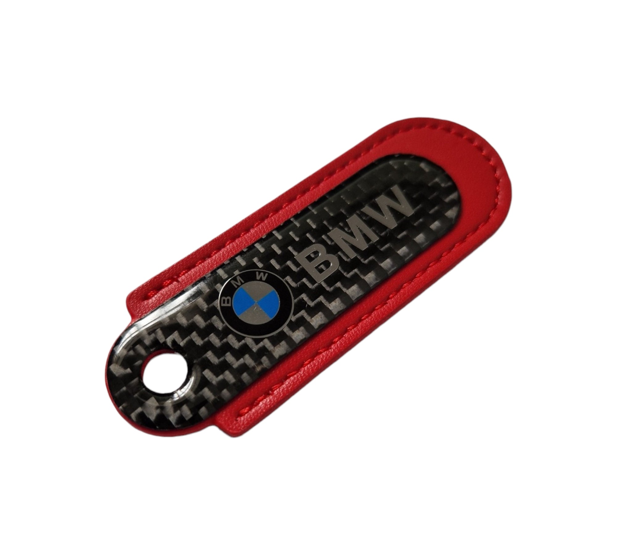 BMW Red Carbon Fibre/Leather Key Ring - Accessories