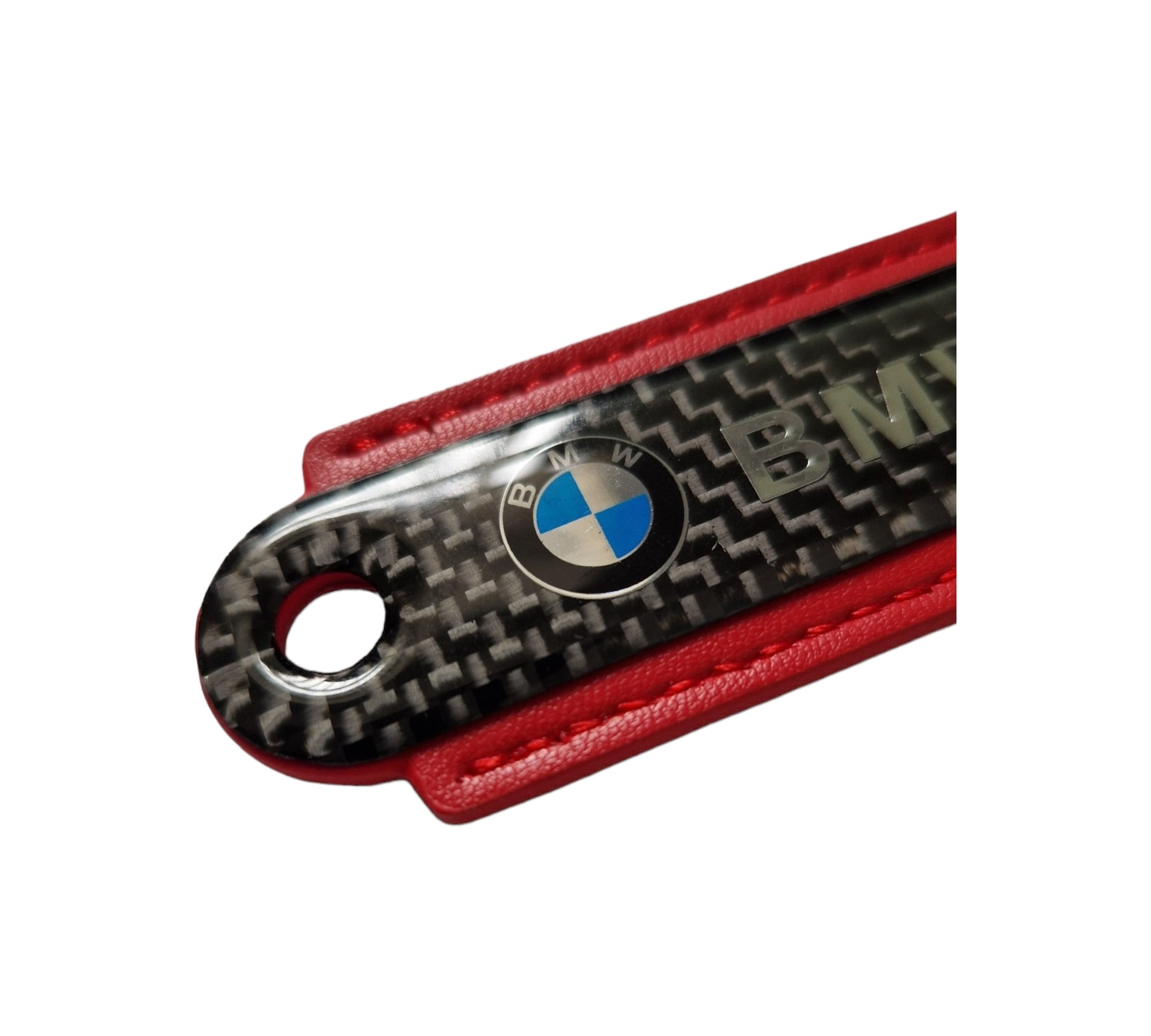 BMW Red Carbon Fibre/Leather Key Ring - Accessories