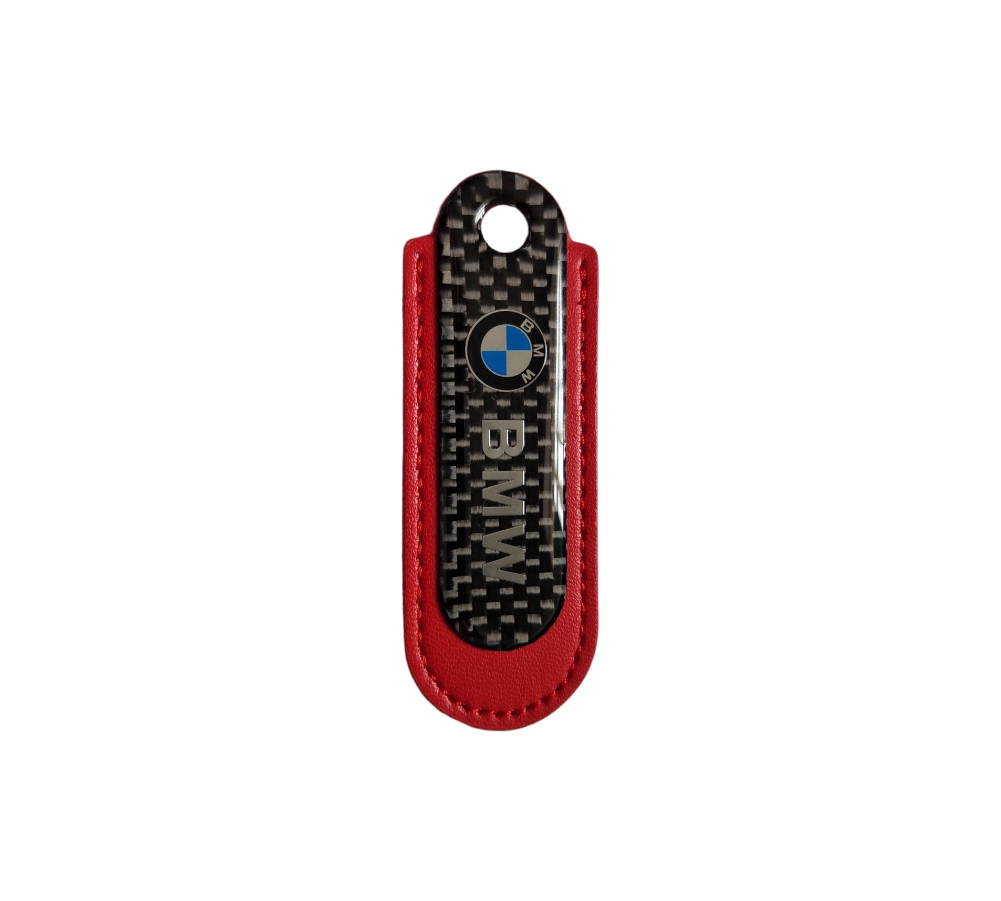 BMW Red Carbon Fibre/Leather Key Ring - Accessories