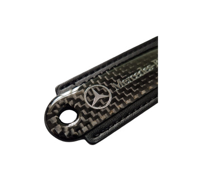 Mercedes Black Carbon Fibre/Leather Key Ring - Accessories - Custom My Ride