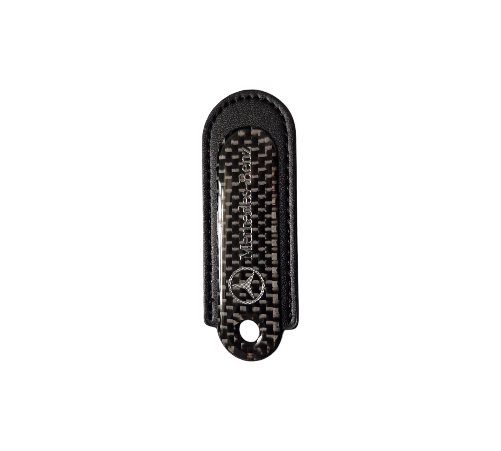 Mercedes Black Carbon Fibre/Leather Key Ring - Accessories