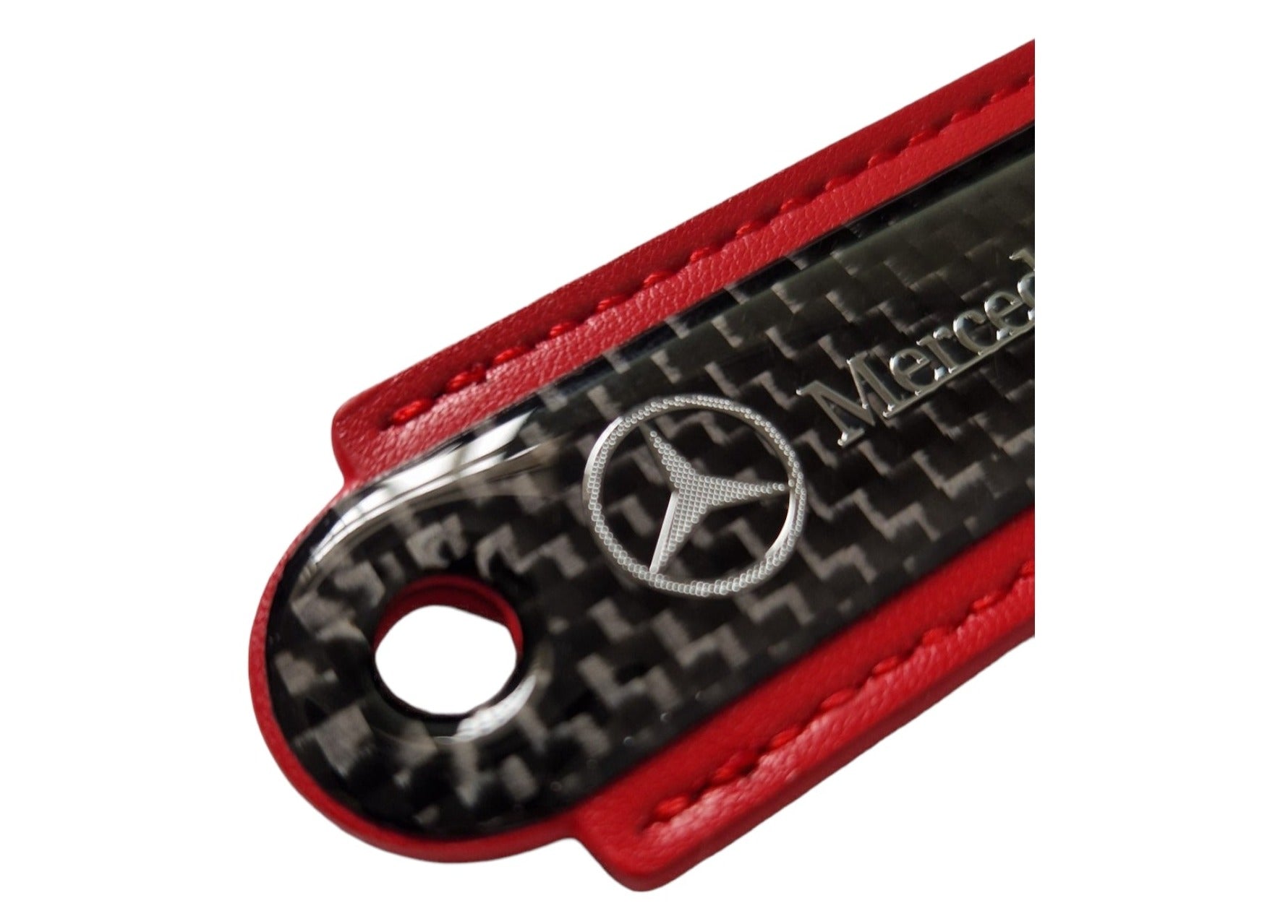 Mercedes Red Carbon Fibre/Leather Key Ring - Accessories - Custom My Ride