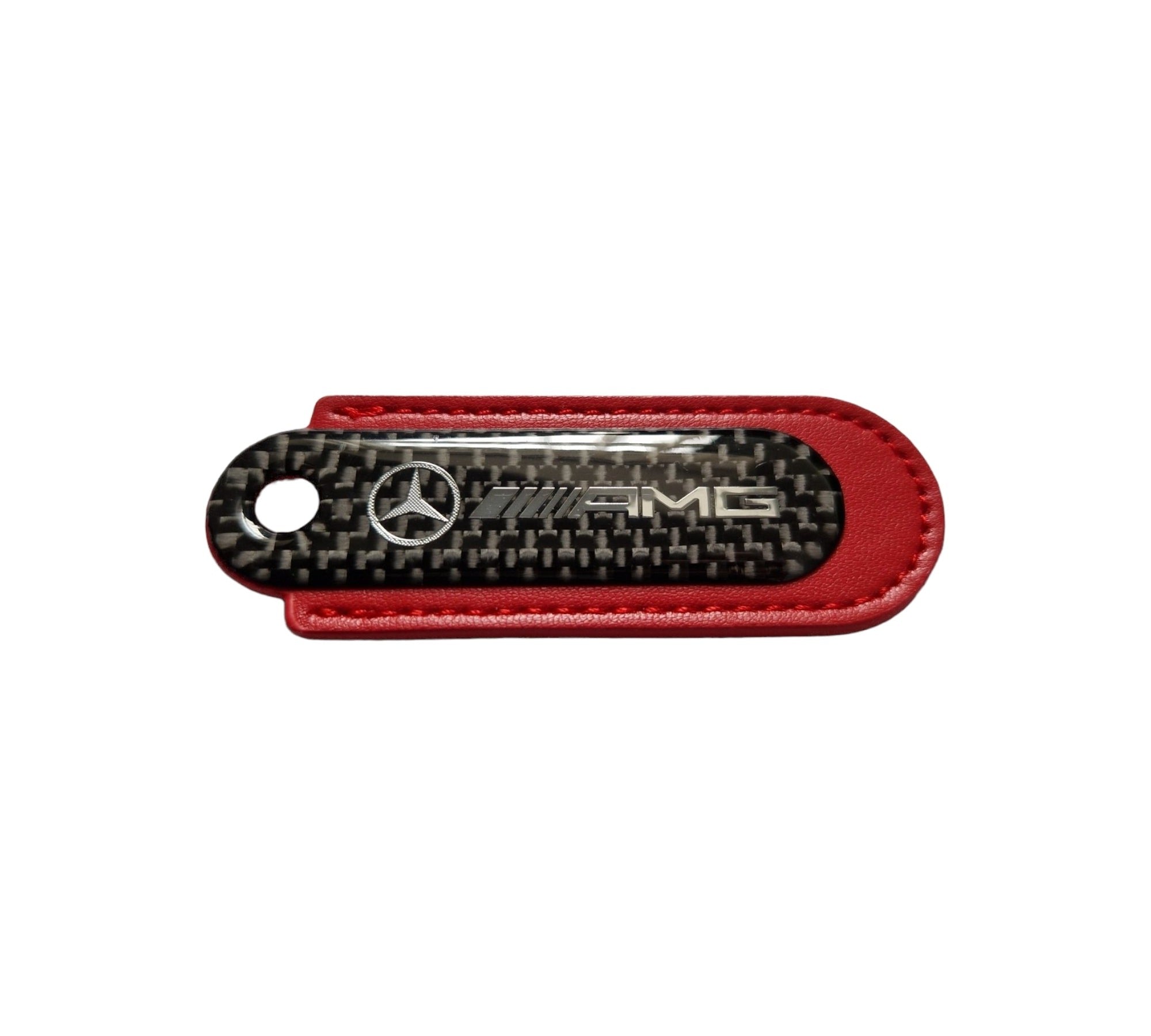 AMG Red Carbon Fibre/Leather Key Ring - Accessories