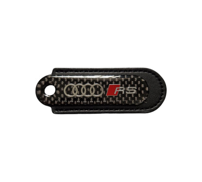 Audi RS Black Carbon Fibre/Leather Key Ring - Accessories - Custom My Ride