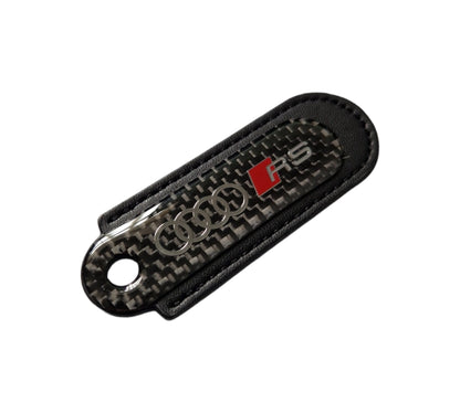 Audi RS Black Carbon Fibre/Leather Key Ring - Accessories - Custom My Ride