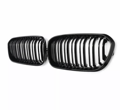 F20 Front Dual Slat Kidney Grill - Gloss Black - 1 Series BMW F21 M140i M135i - Custom My Ride