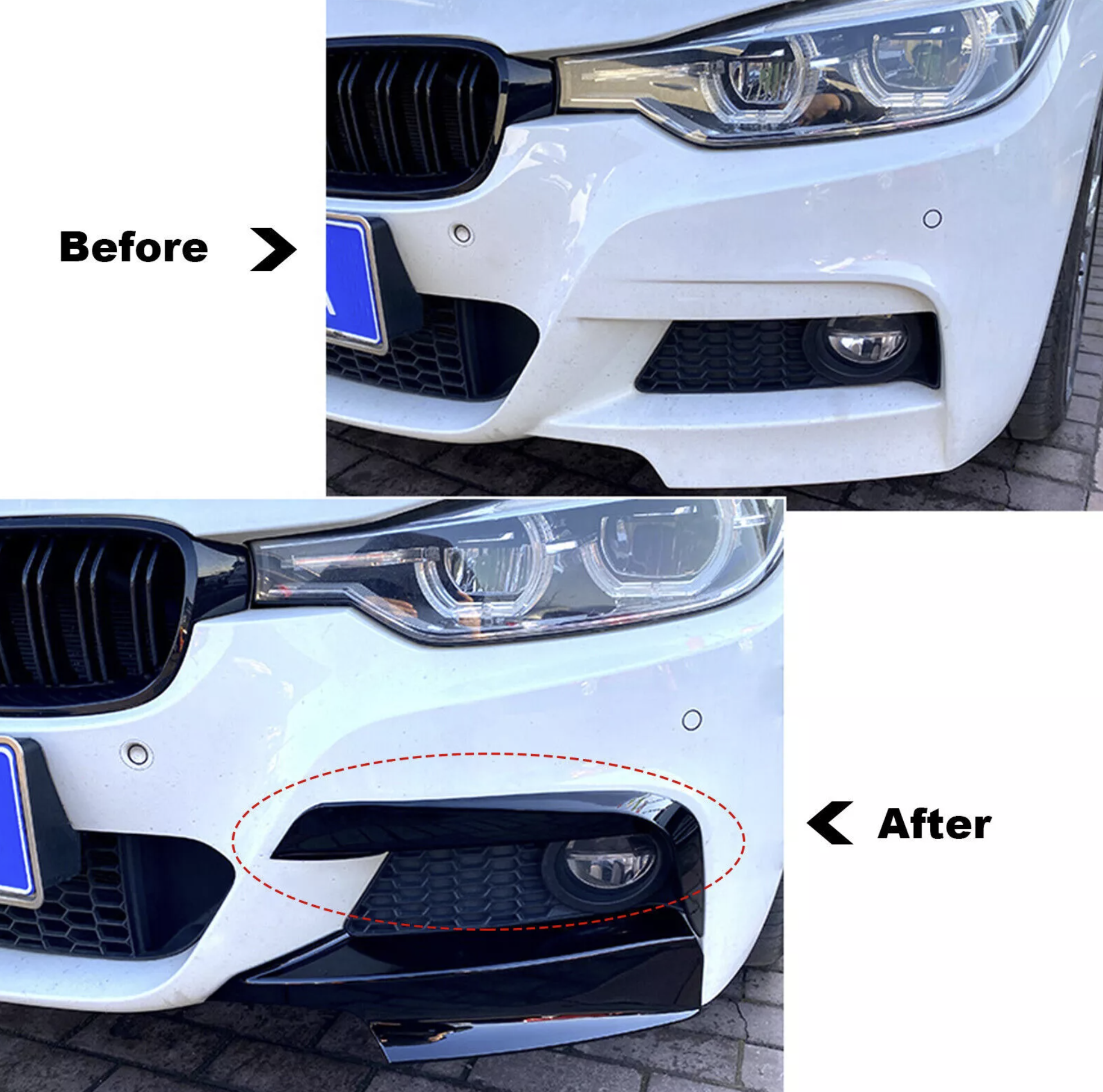 F30 Front Side Canards - Gloss Black - 3 Series BMW F31 - Custom My Ride
