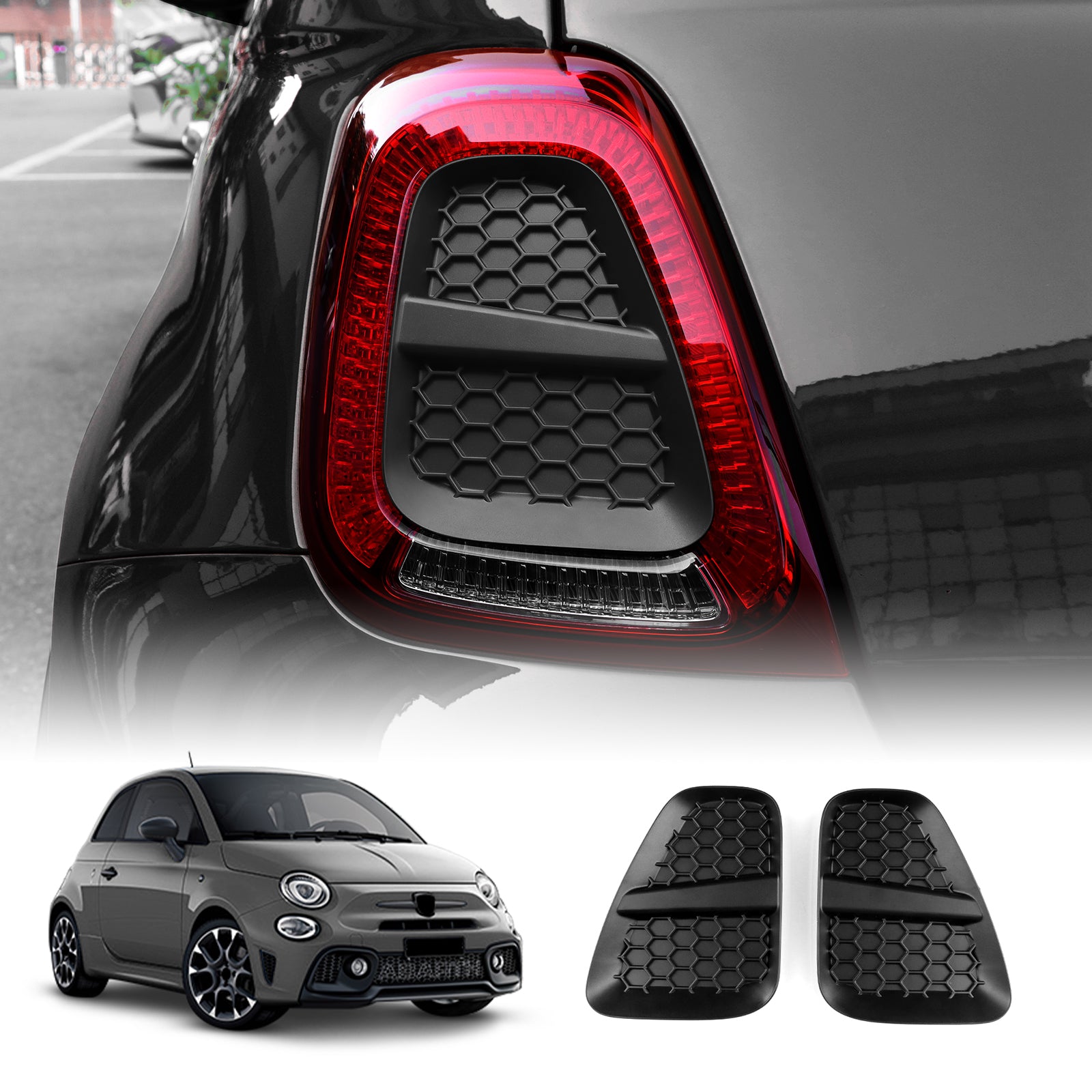 Fiat 500 Black Rear Light Covers