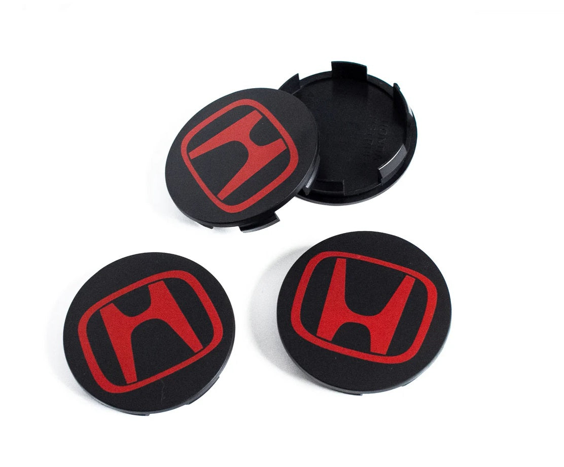 Red R Wheel Cap Honda Centre Wheel Caps Black/Red Wheel Caps 68mm β Custom My Ride