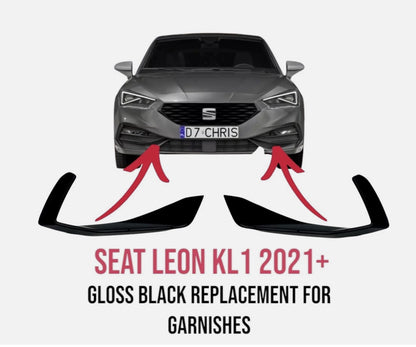 Seat Leon MK4 Black Front Fog Lamp Trims - 2021-24 FR KL1 KL8 - Custom My Ride