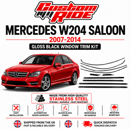 C Class W204 Black Window Trims 2007-2014 Blackout Dechrome Night Package - suitable for Mercedes C Class W204