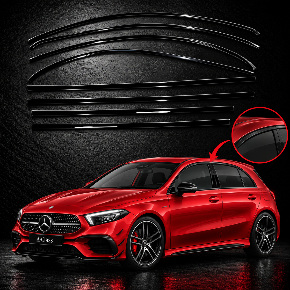 Mercedes a class w177 black window trims
